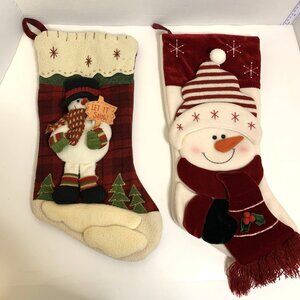 Snowman Christmas Stockings Lot of 2 Holiday Decor Festive Novelty